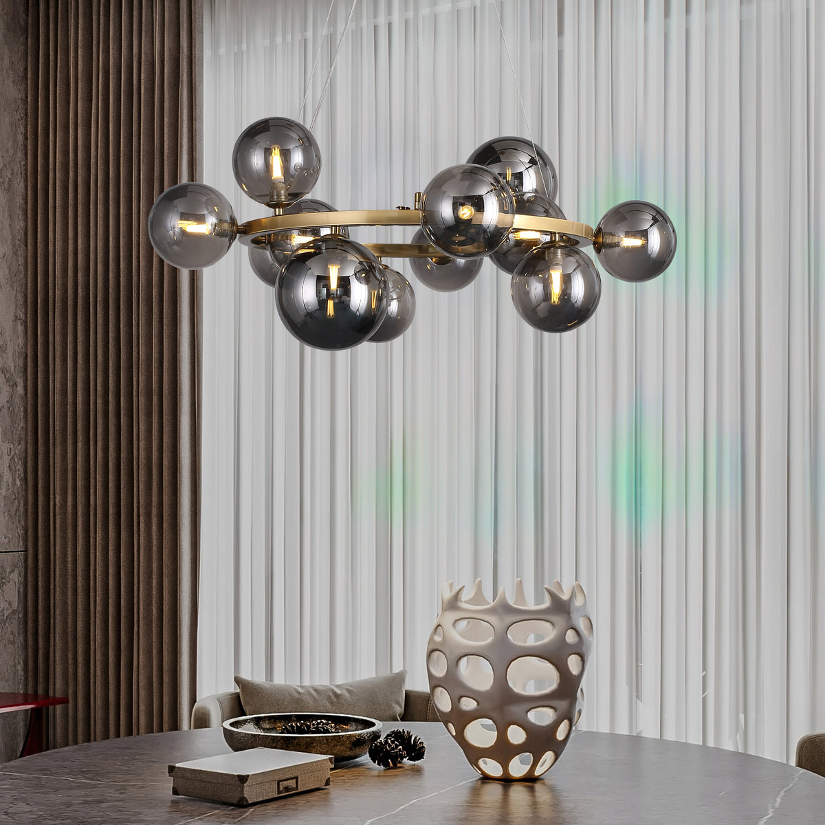 Valencia Kroonluchter Messing/Smoke