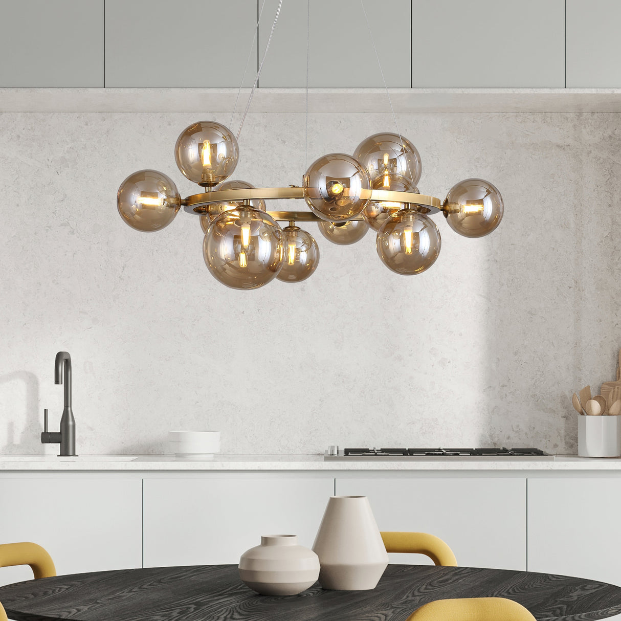 Valencia Kroonluchter Messing/Amber