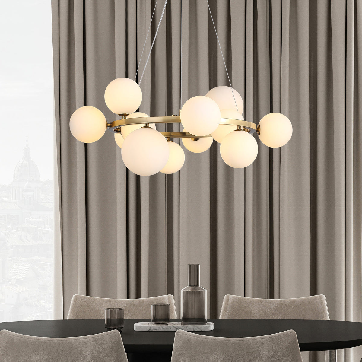 Valencia Kroonluchter Messing/Opal