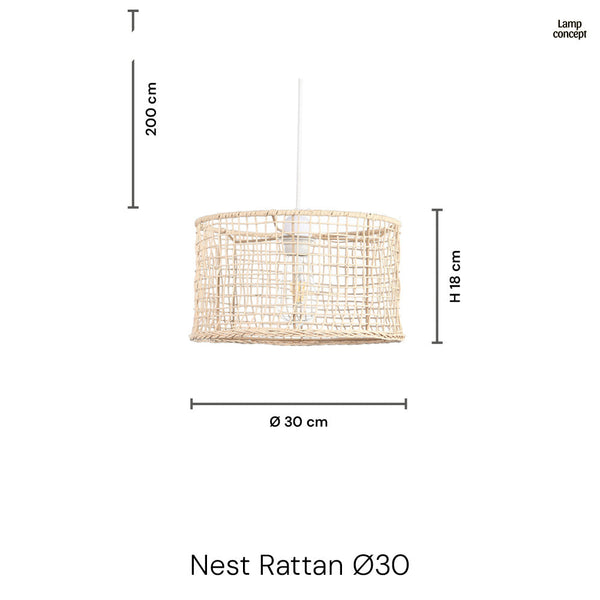 Nest Rattan Taklampa Ø30