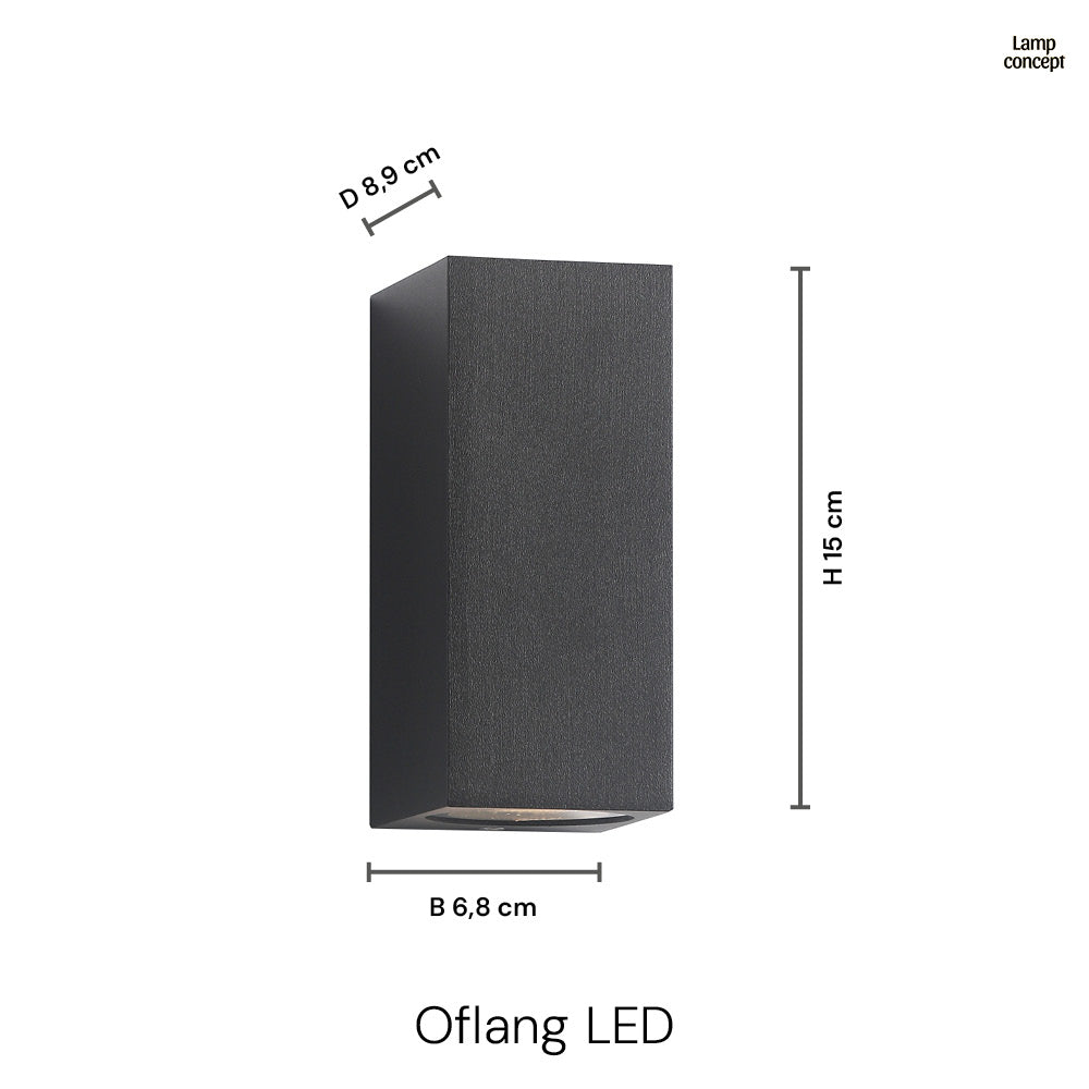 Langwerpig Wandlamp Buiten Zwart