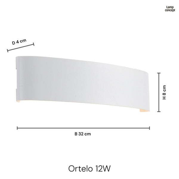 Ortelo 12W 32cm Wandlamp Zwart