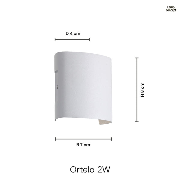 Ortelo 2W 7cm Wandlamp Buiten Grijs