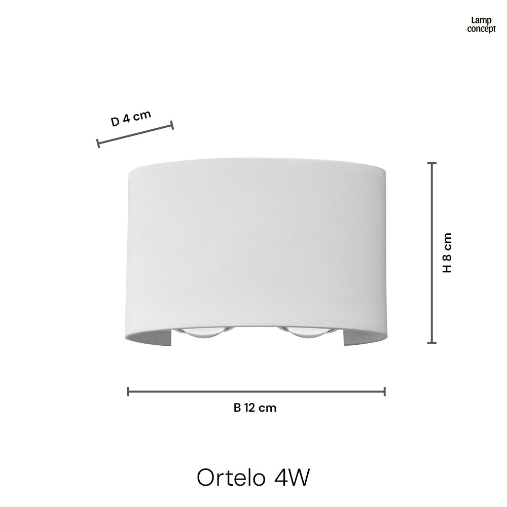 Ortelo 4W 12cm Wandlamp Buiten Wit
