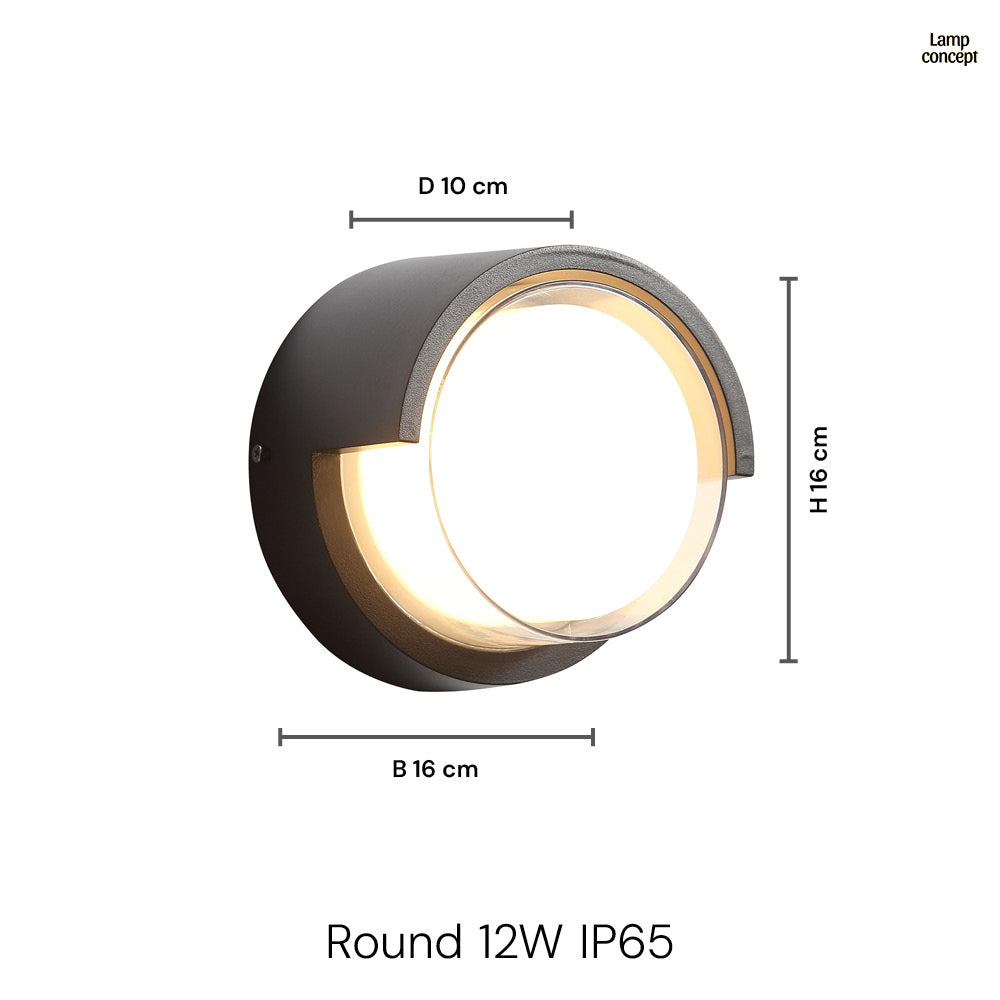 Rond Wandlamp Buiten 12W IP65