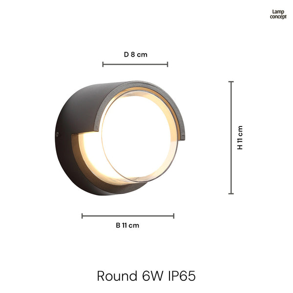 Rond Wandlamp Buiten 6W IP65