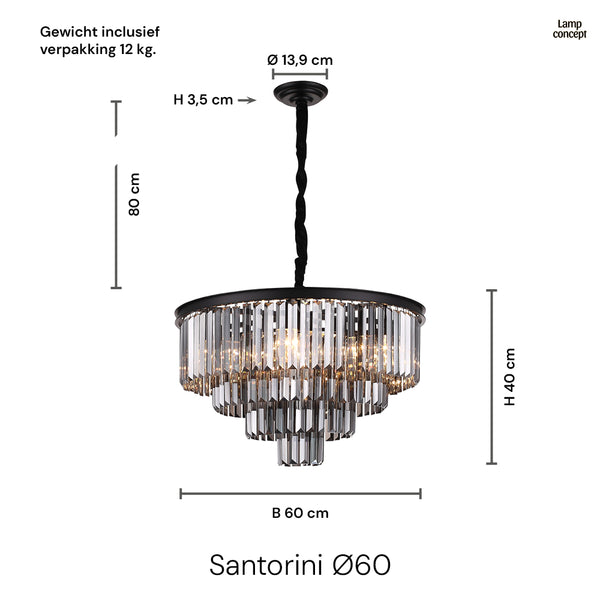 Santorini Kroonluchter Ø60 Smoke
