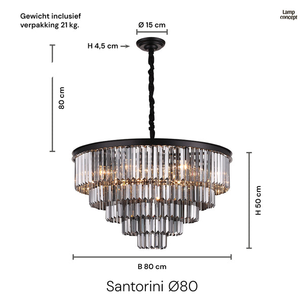 Santorini Kroonluchter Ø80 Smoke