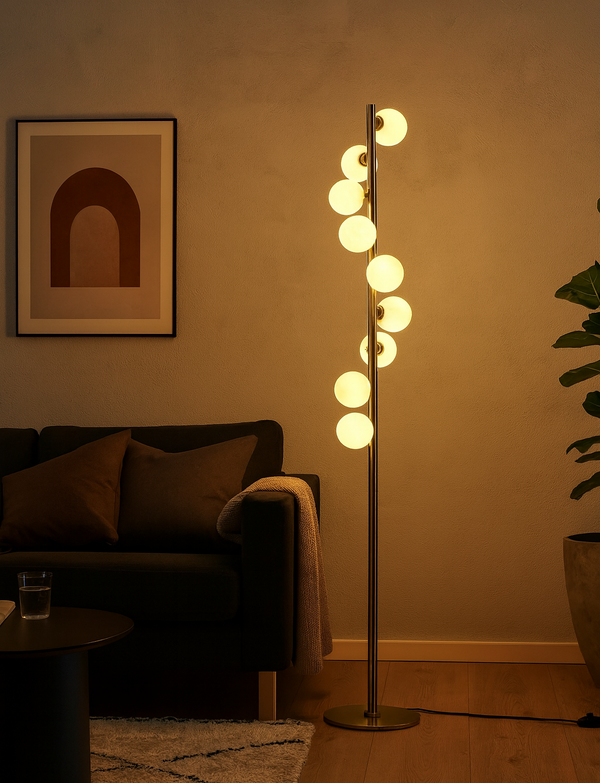 Trento Vloerlamp Messing/Opal