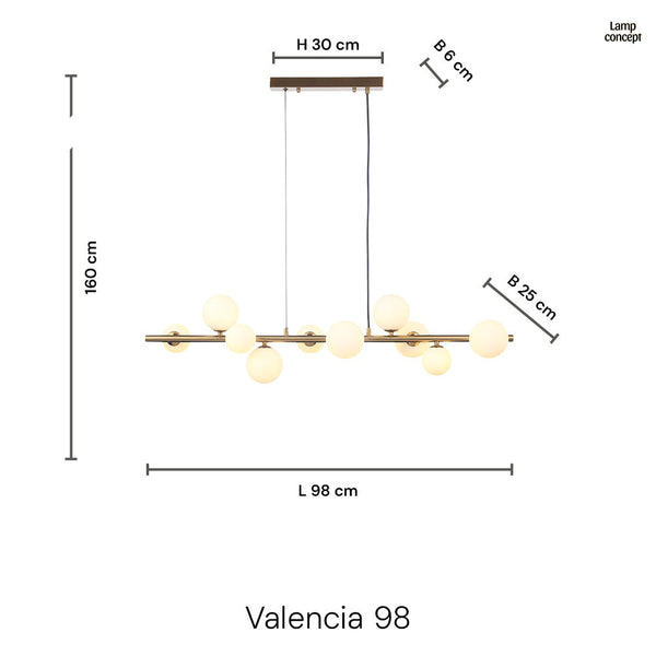 Valencia Lange Hanglamp Messing/Amber