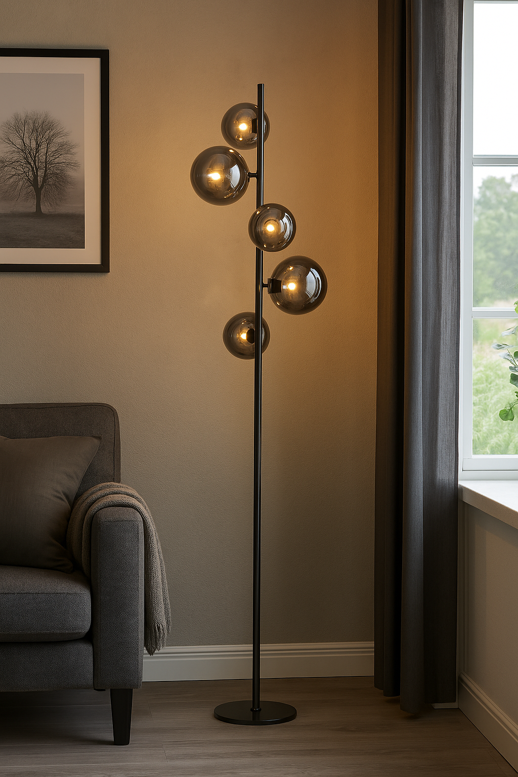 Valencia Vloerlamp Titanium/Smoke