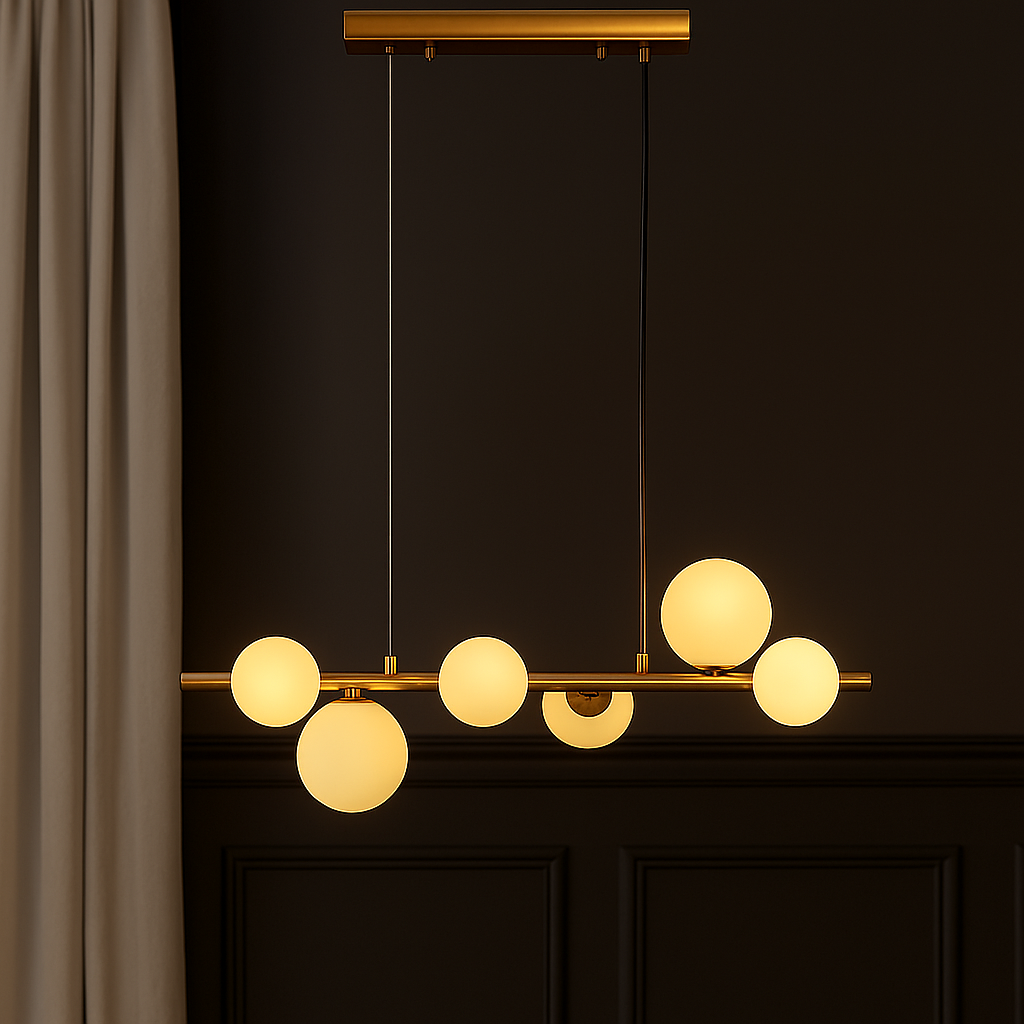 Valencia Small Lange Hanglamp 63cm Messing/Opal