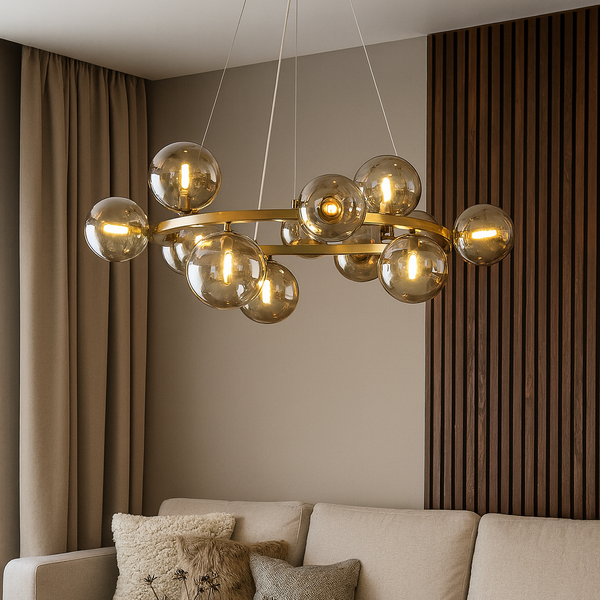 Valencia Kroonluchter Messing/Amber