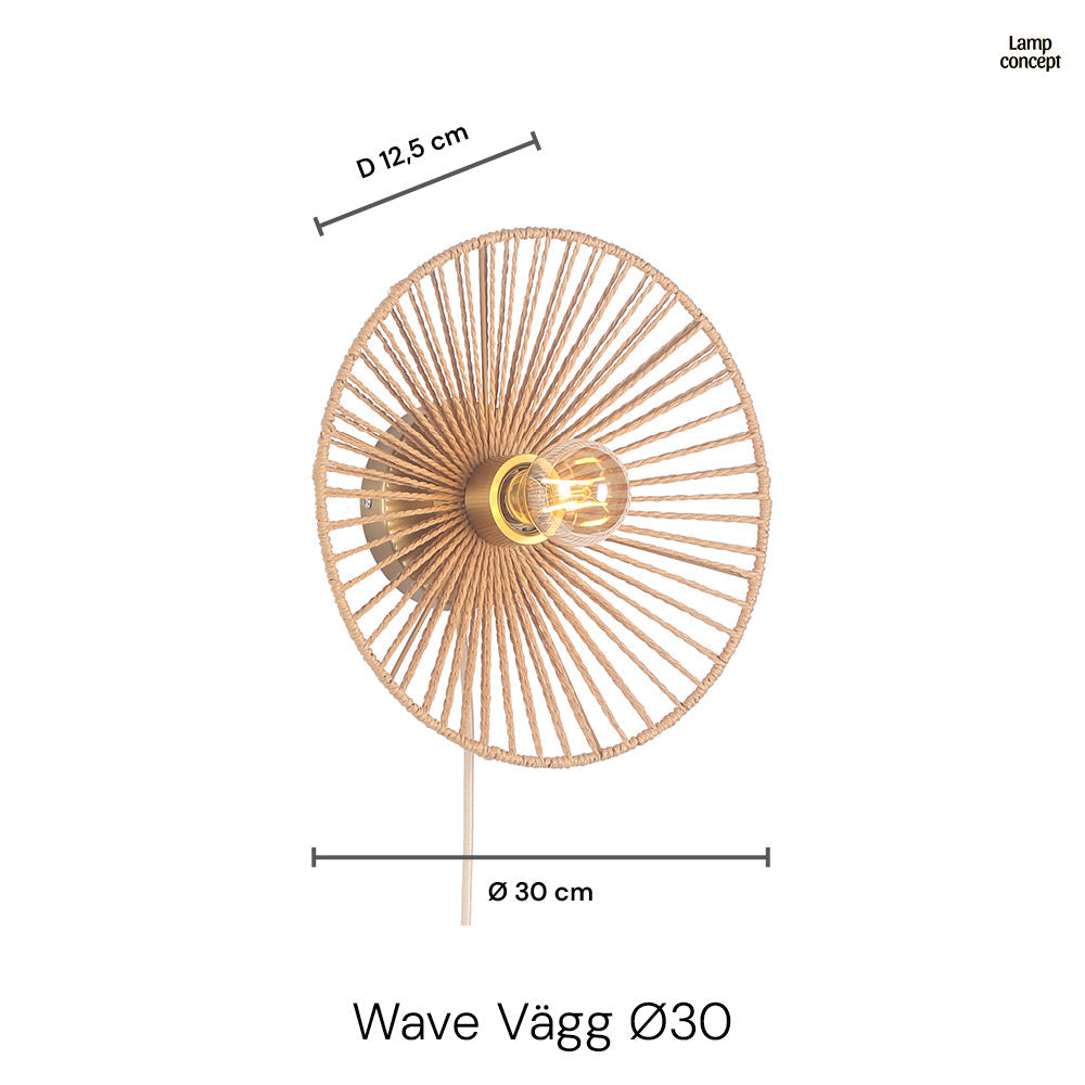 Wave Wandlamp Ø30 Zwart