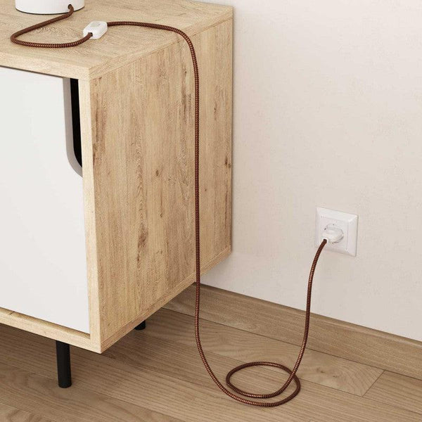 Textilkabel Guld/Burgundy-Lampconcept.se