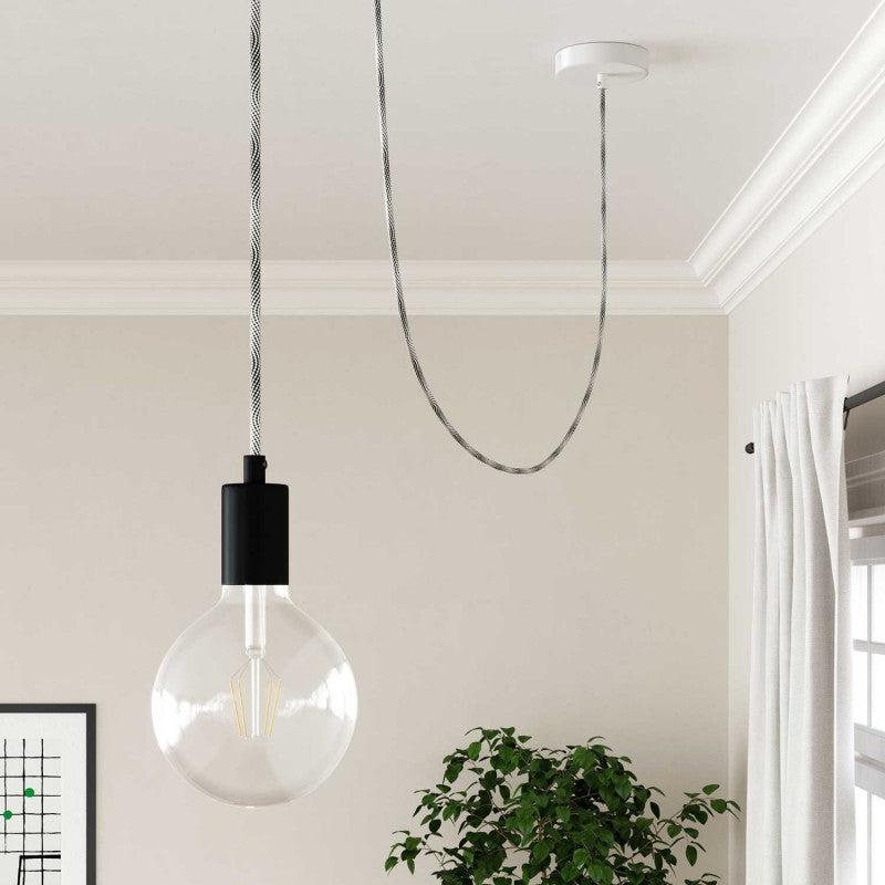 Textilkabel Silver/Svart-Lampconcept.se