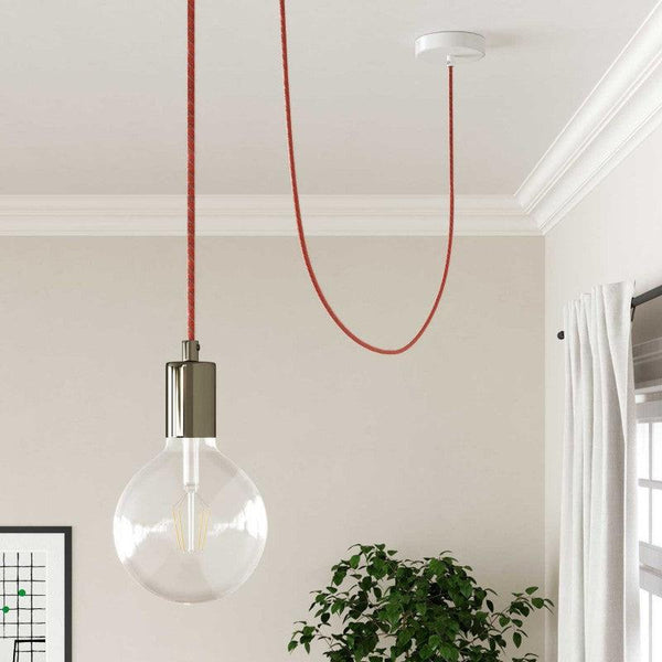 Textilkabel Tegel/Ljusblå-Lampconcept.se