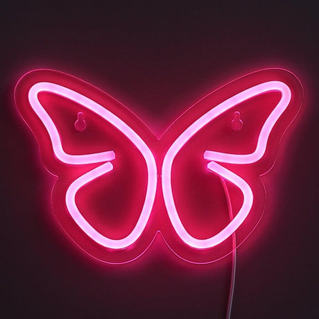 Butterfly Neon Vägglampa Rosa-Lampconcept.se