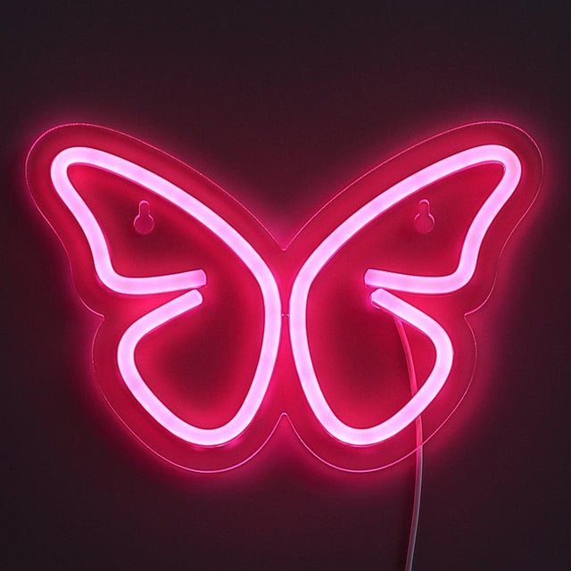 Butterfly Neon Vägglampa Rosa-Lampconcept.se
