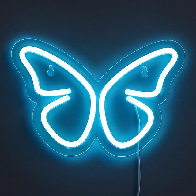 Butterfly Neon Vägglampa Ljusblå-Lampconcept.se